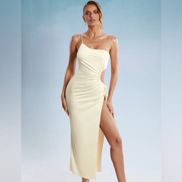 Oh Polly | Dresses | Behati Asymmetric Cut Out Midaxi Dress In Ivory |  Poshmark
